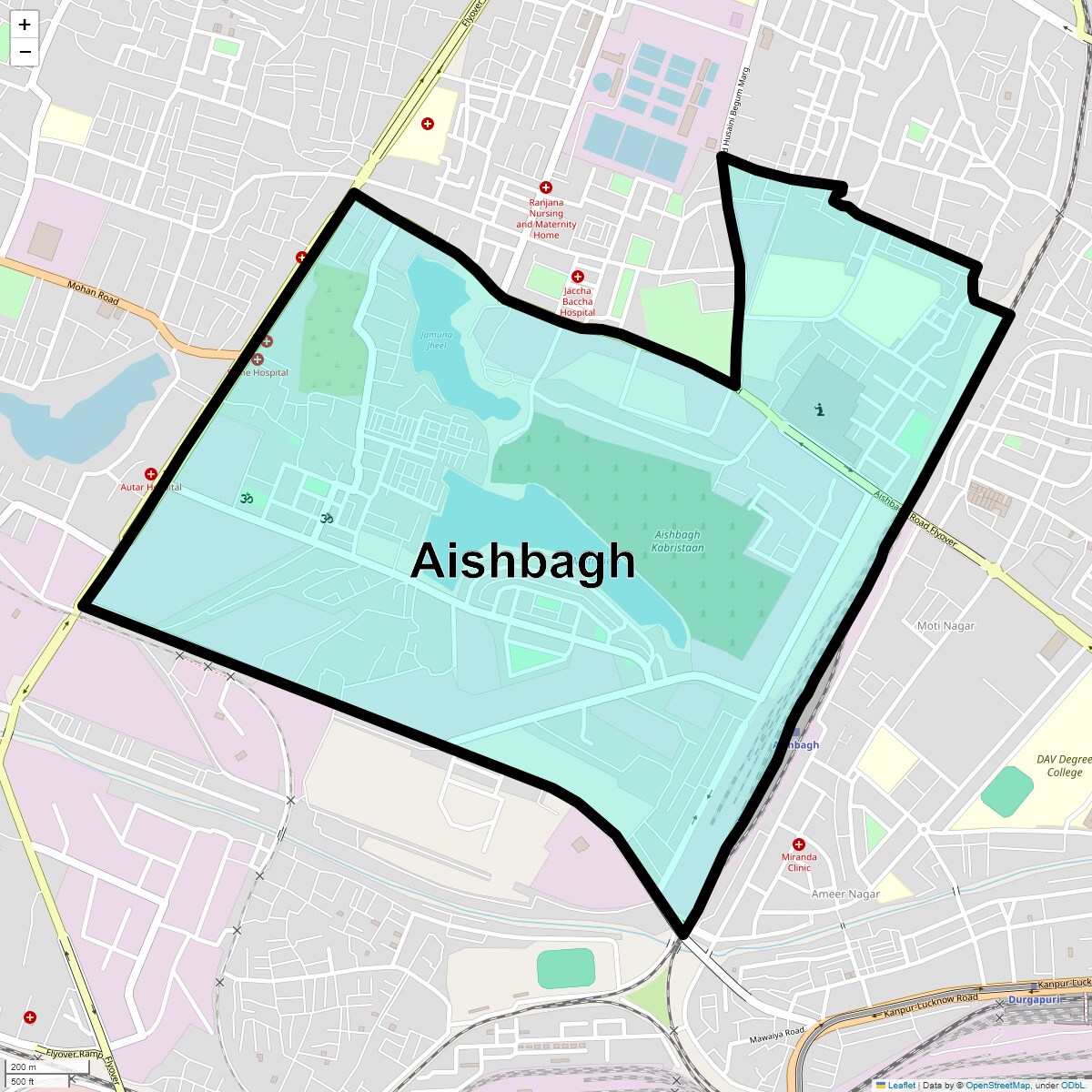 Location Map of Aishbagh, Lucknow