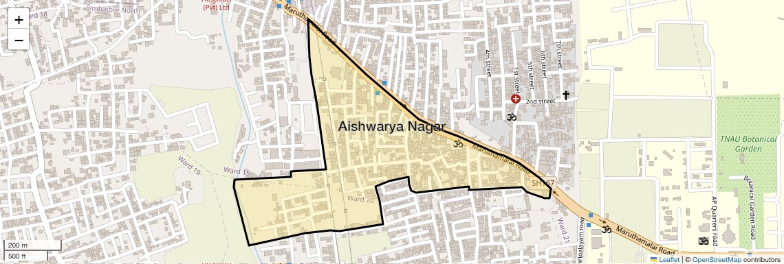 Location Map of Aishwarya Nagar, Coimbatore