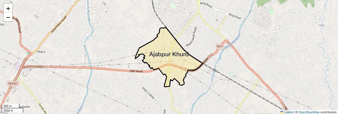 Location Map of Ajabpur Khurd, Dehradun