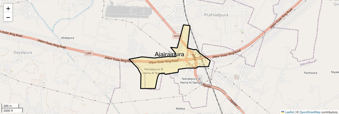 Location Map of Ajairajpura, Jaipur