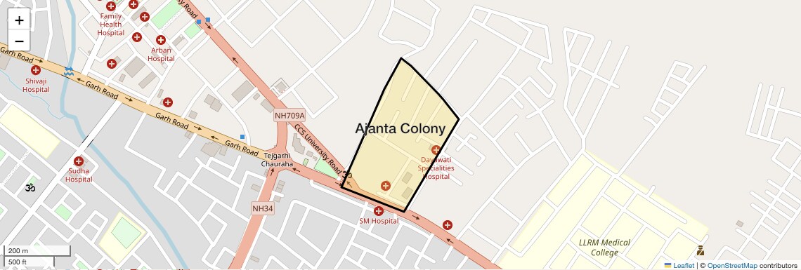 Location Map of Ajanta Colony, Meerut