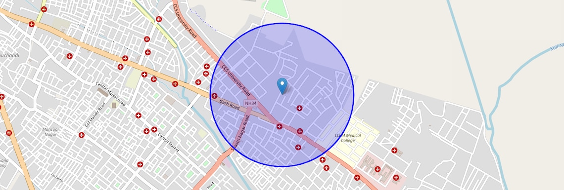 Location Map of Ajanta Colony, Meerut