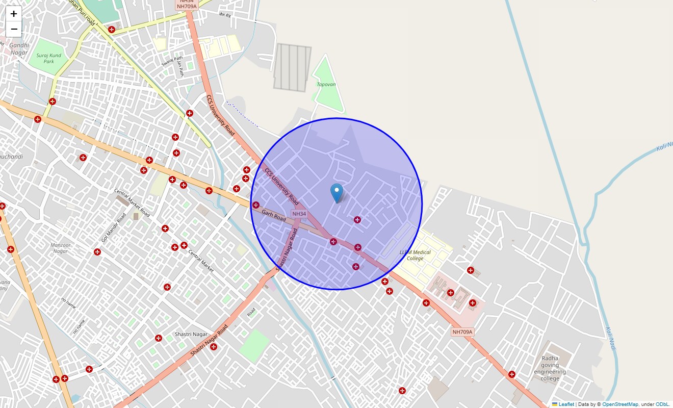 Location Map of Ajanta Colony, Meerut