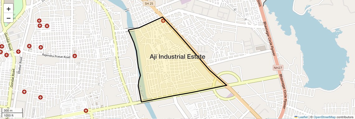 Location Map of Aji Industrial Estate, Rajkot