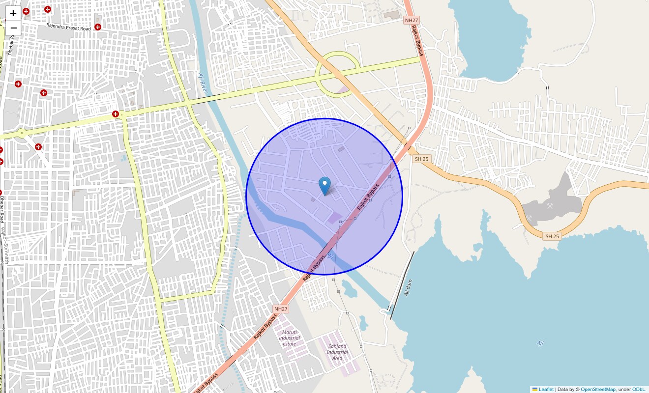 Location Map of Aji Vasahat, Rajkot