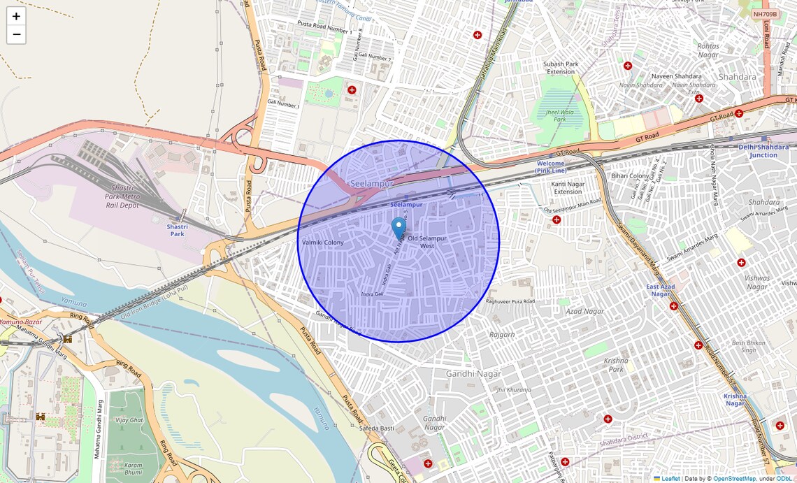 Location Map of Ajit Nagar, Delhi