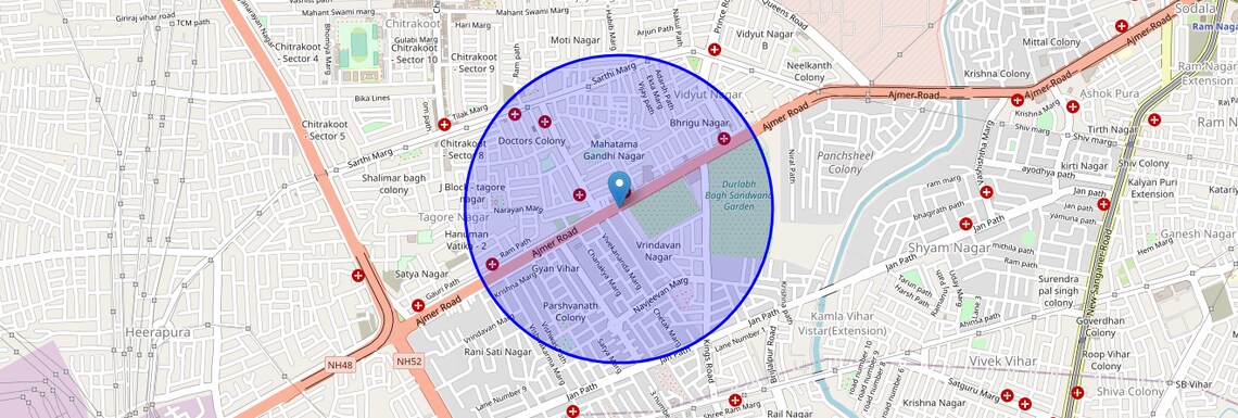 Location Map of Ajmer Road, Jaipur