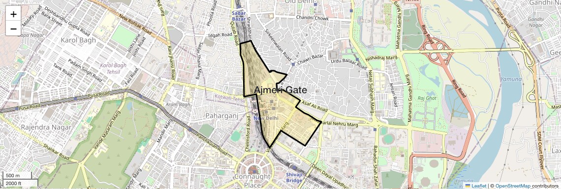Location Map of Ajmeri Gate, Delhi