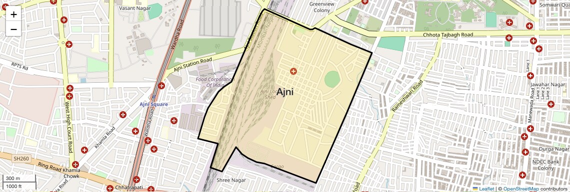 Location Map of Ajni, Nagpur