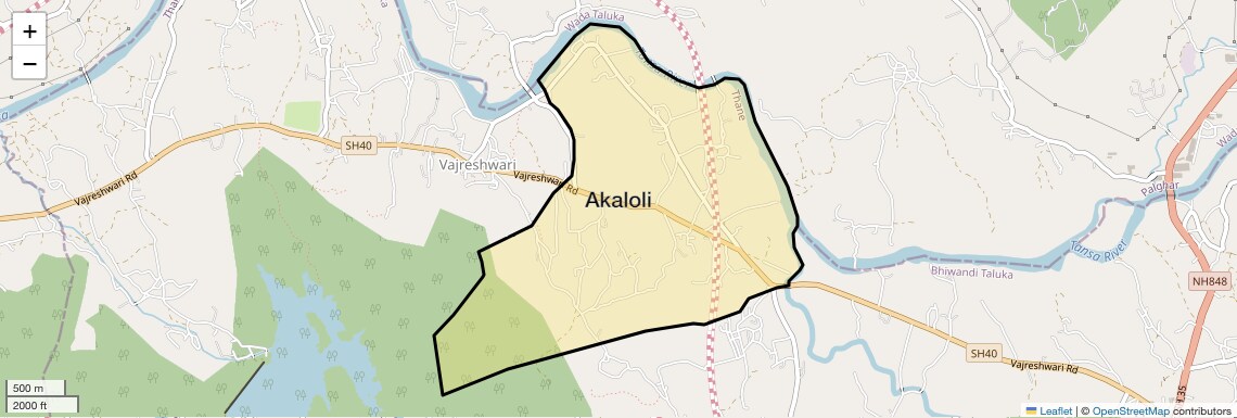 Location Map of Akaloli, Thane