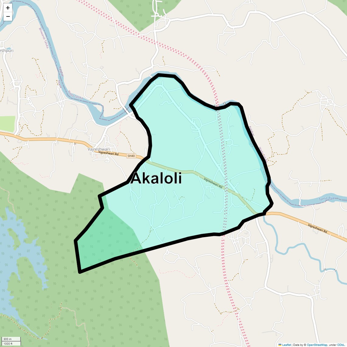Location Map of Akaloli, Thane