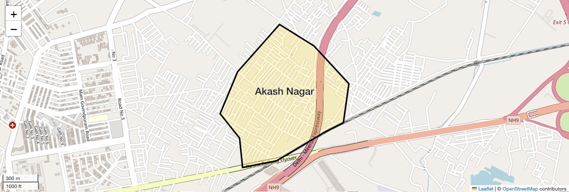 Location Map of Akash Nagar, Ghaziabad