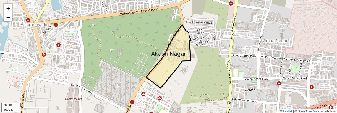 Location Map of Akash Nagar, Pune