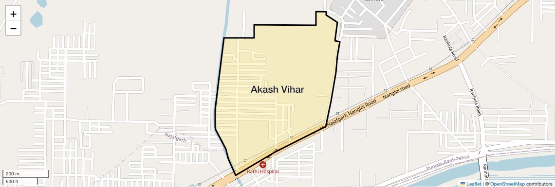 Location Map of Akash Vihar, Delhi