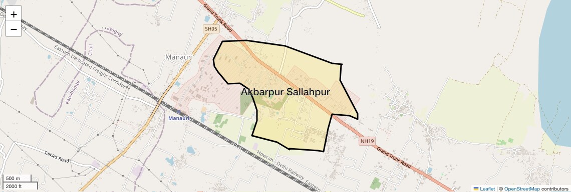Location Map of Akbarpur Sallahpur, Allahabad