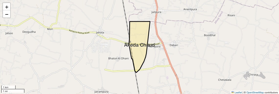 Location Map of Akeda Chaud, Jaipur