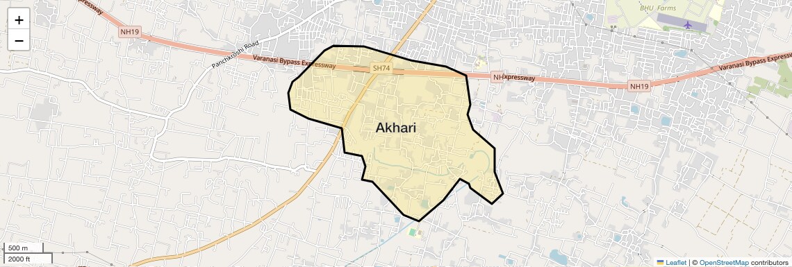 Location Map of Akhari, Varanasi