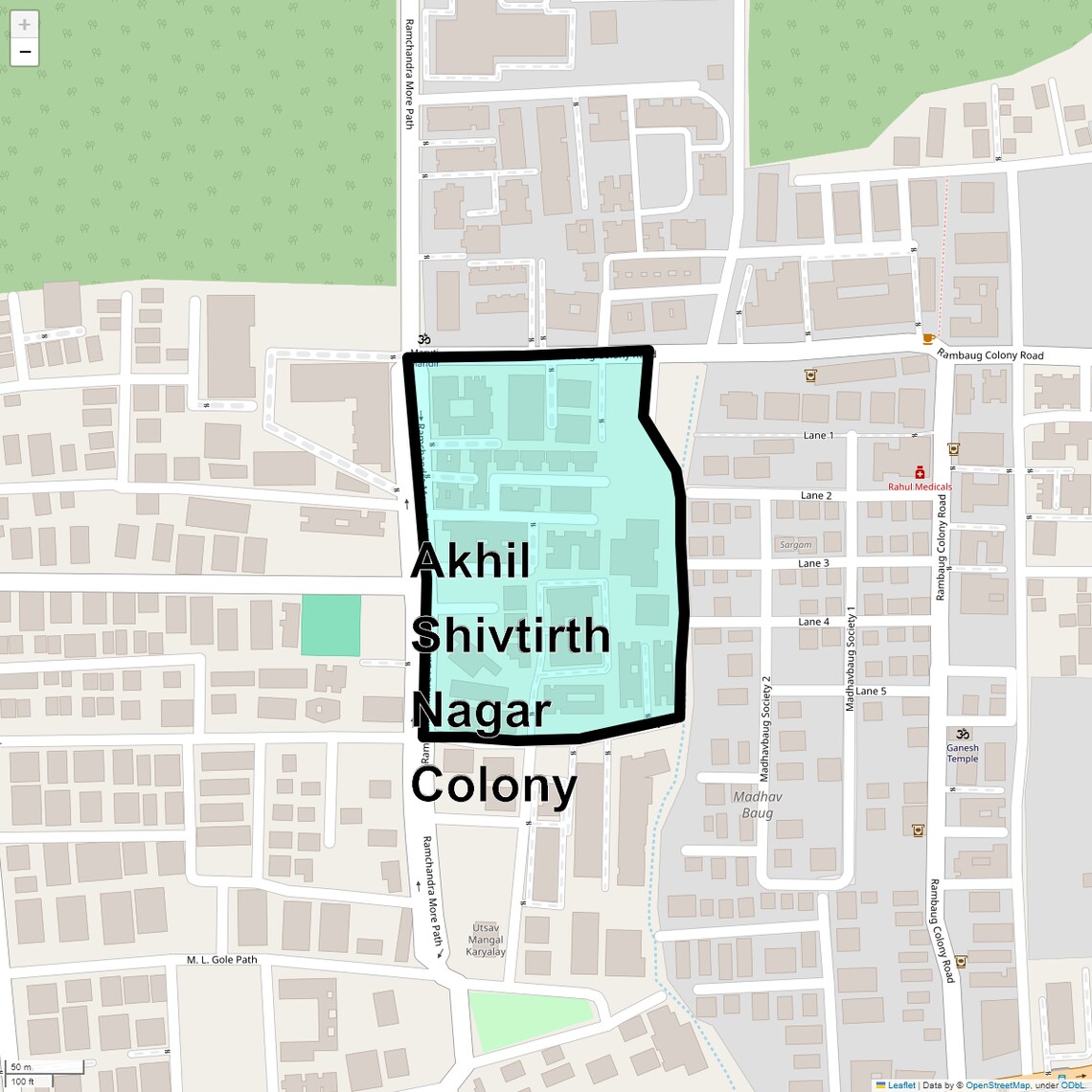 Location Map of Akhil Shivtirth Nagar Colony, Pune
