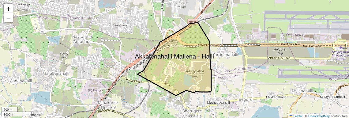 Location Map of Akkalenahalli Mallena - Halli, Bangalore