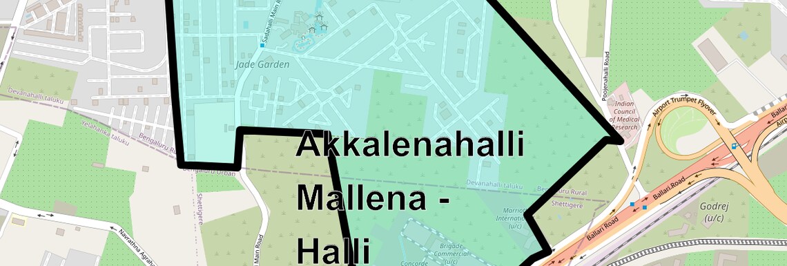 Location Map of Akkalenahalli Mallena - Halli, Bangalore