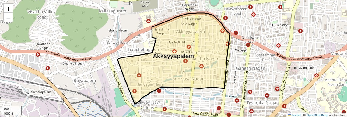Location Map of Akkayyapalem, Vizag