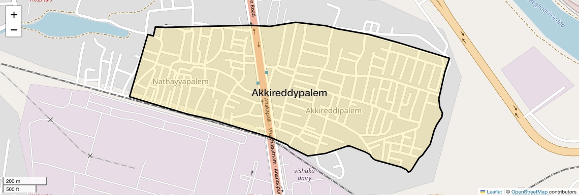 Location Map of Akkireddypalem, Vizag