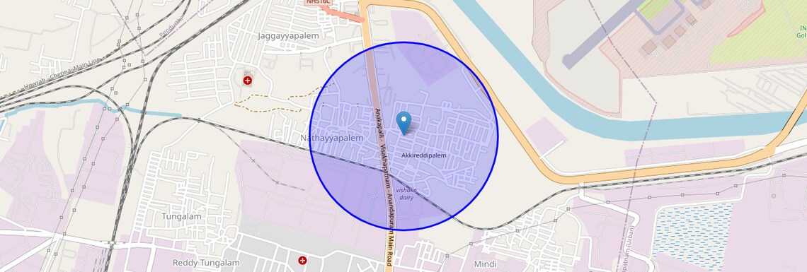 Location Map of Akkireddypalem, Vizag