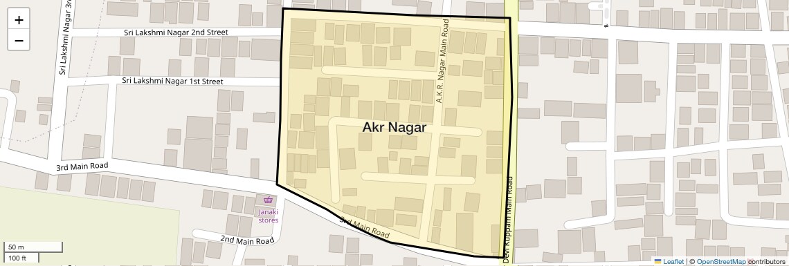 Location Map of Akr Nagar, Chennai