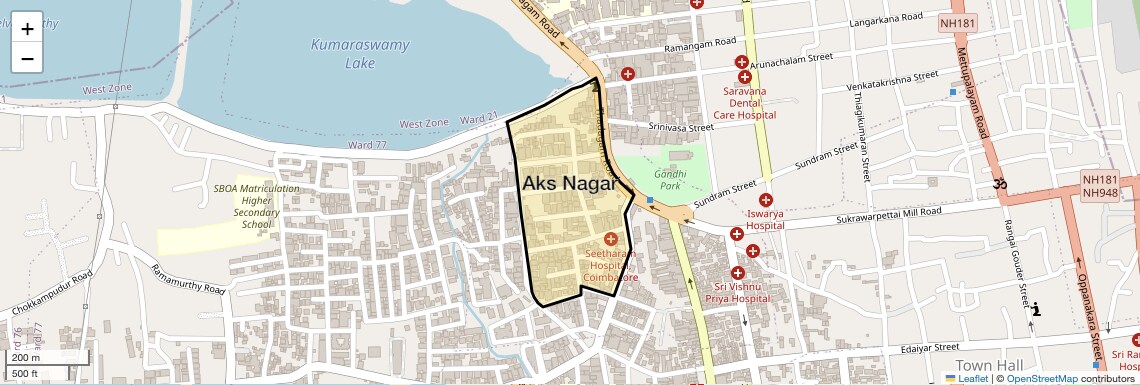Location Map of Aks Nagar, Coimbatore