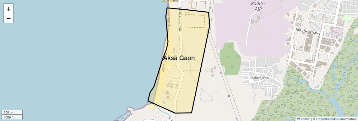Location Map of Aksa Gaon, Mumbai