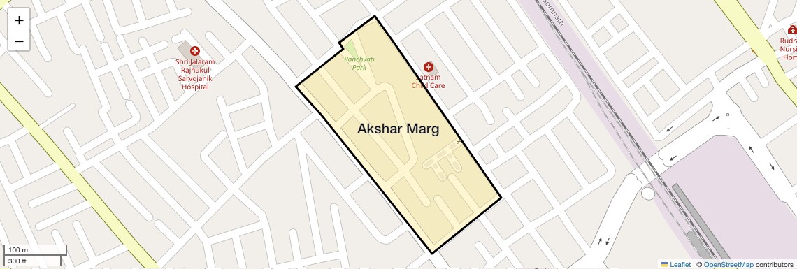 Location Map of Akshar Marg, Rajkot