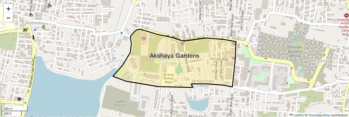 Location Map of Akshaya Gardens, Bangalore