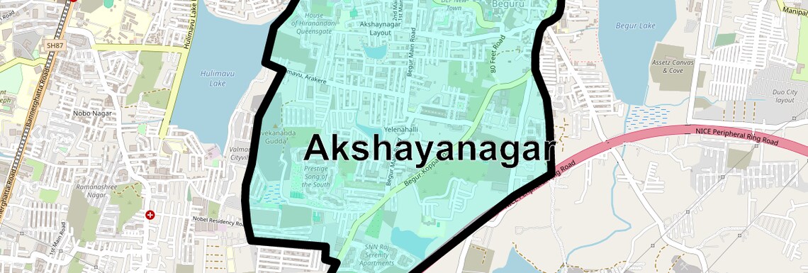 Location Map of Akshayanagar, Bangalore