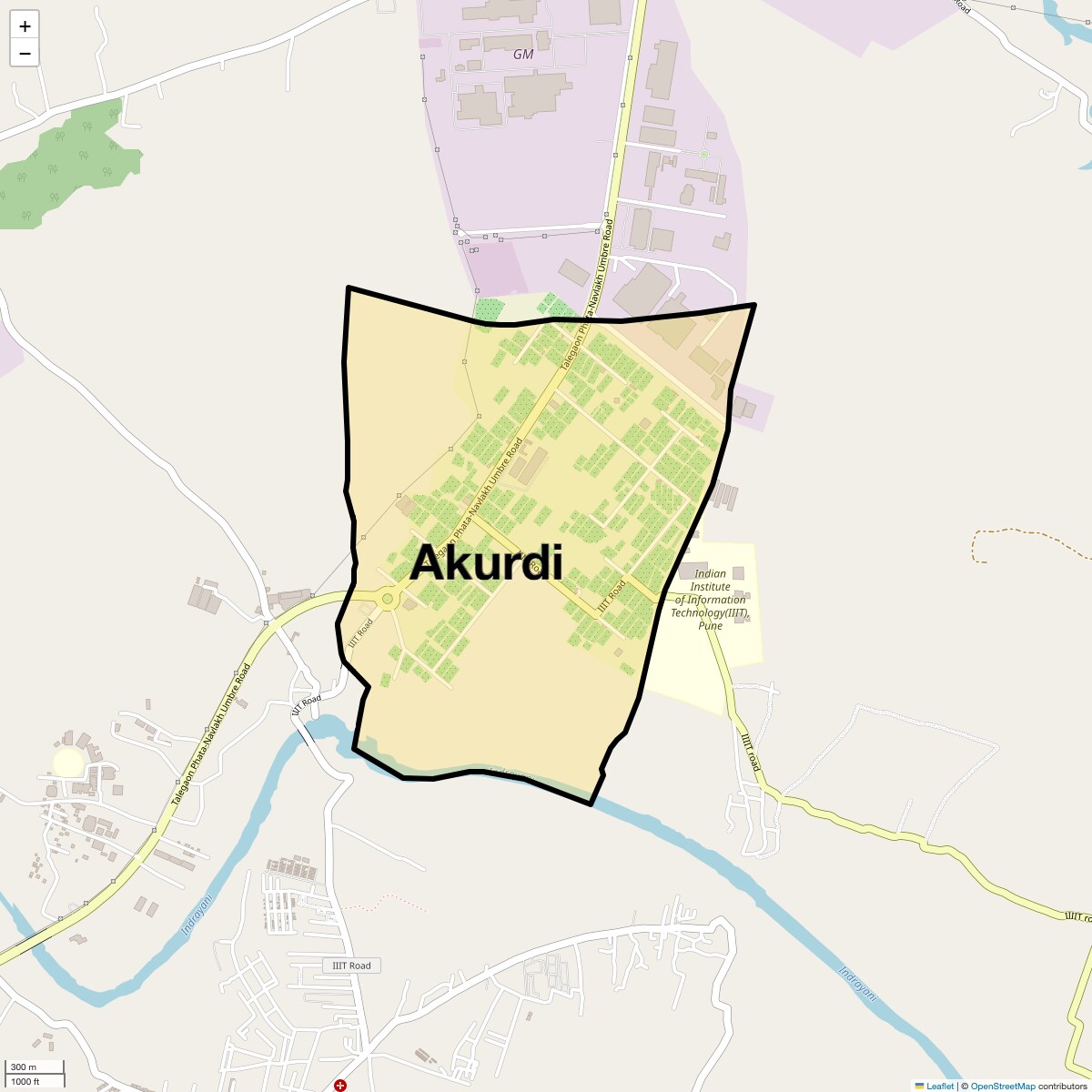 Location Map of Akurdi, Pune