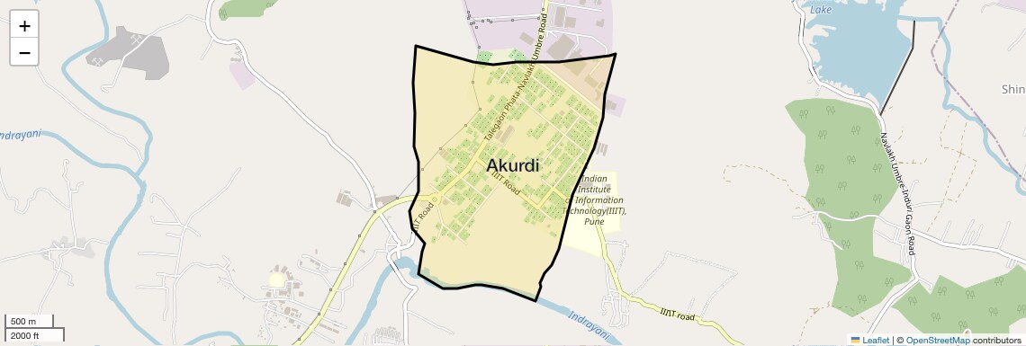 Location Map of Akurdi, Pune
