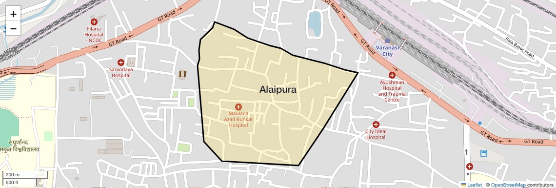 Location Map of Alaipura, Varanasi
