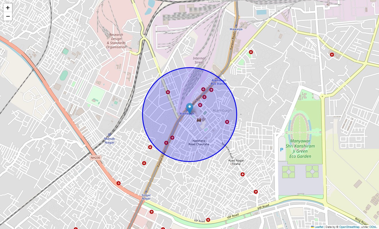 Location Map of Alambagh Gurdwara, Lucknow