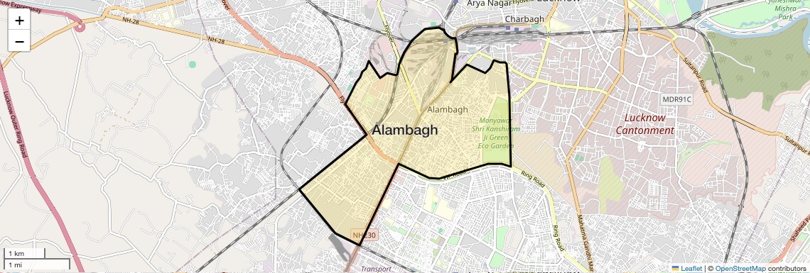 Location Map of Alambagh, Lucknow