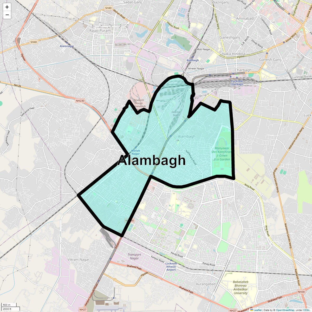 Location Map of Alambagh, Lucknow