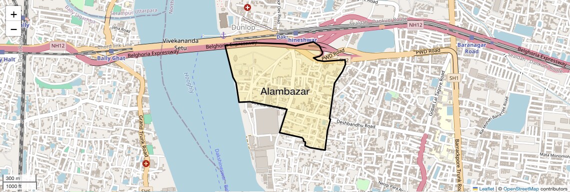 Location Map of Alambazar, Kolkata