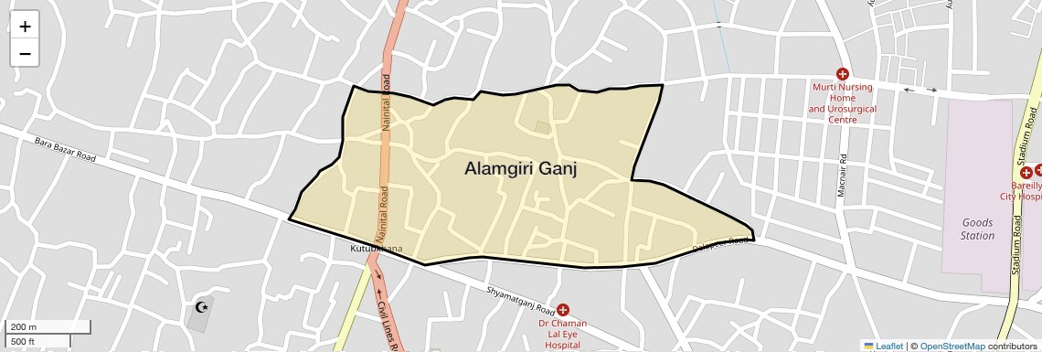 Location Map of Alamgiri Ganj, Bareilly