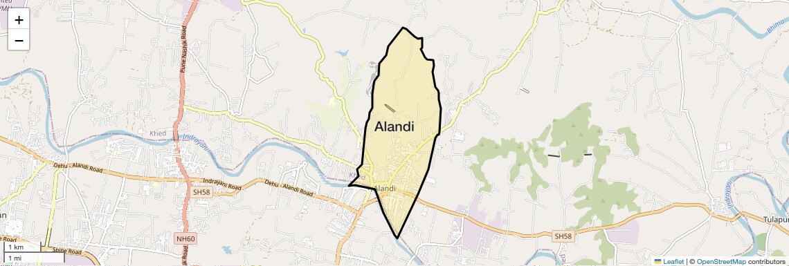Location Map of Alandi, Pune