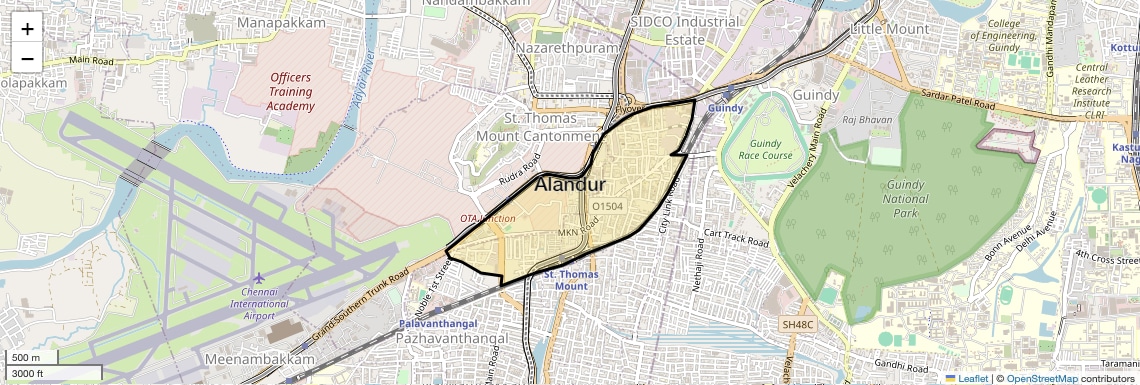 Location Map of Alandur, Chennai