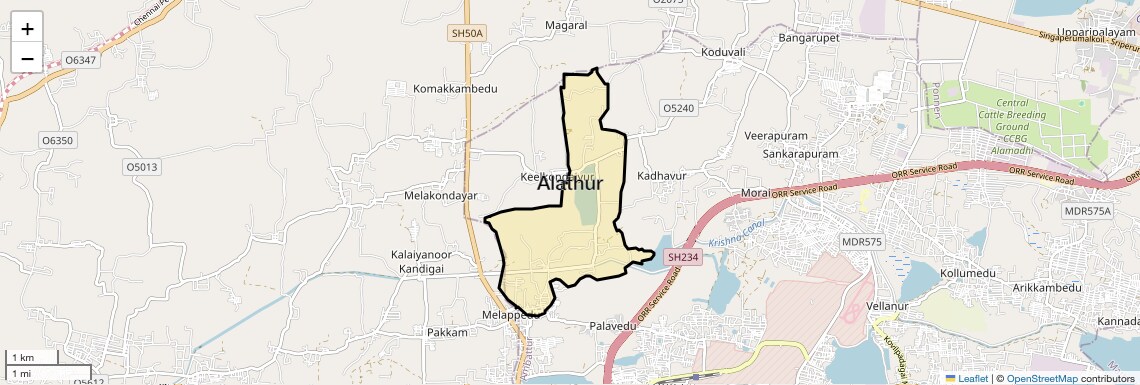 Location Map of Alathur, Chennai