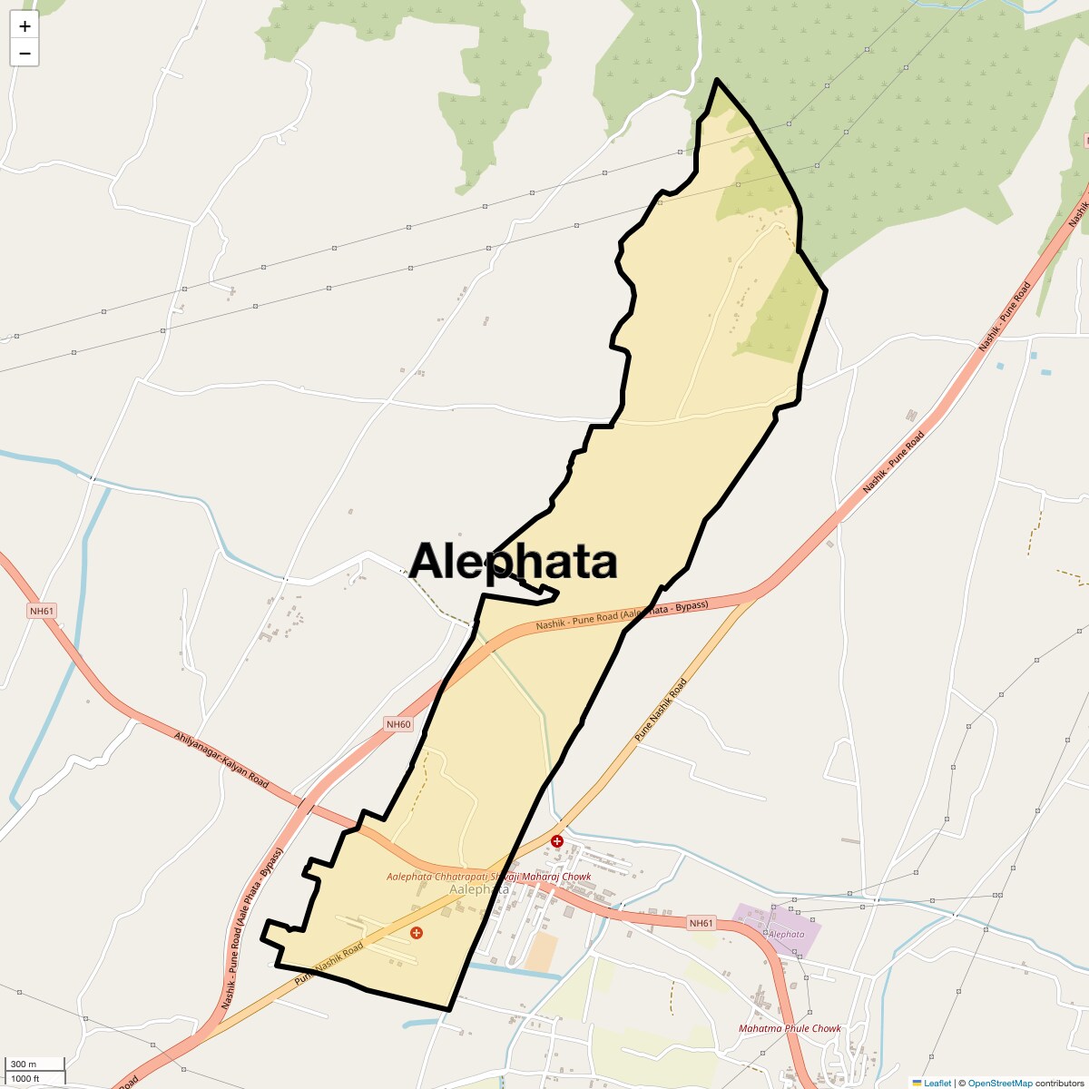 Location Map of Alephata, Pune