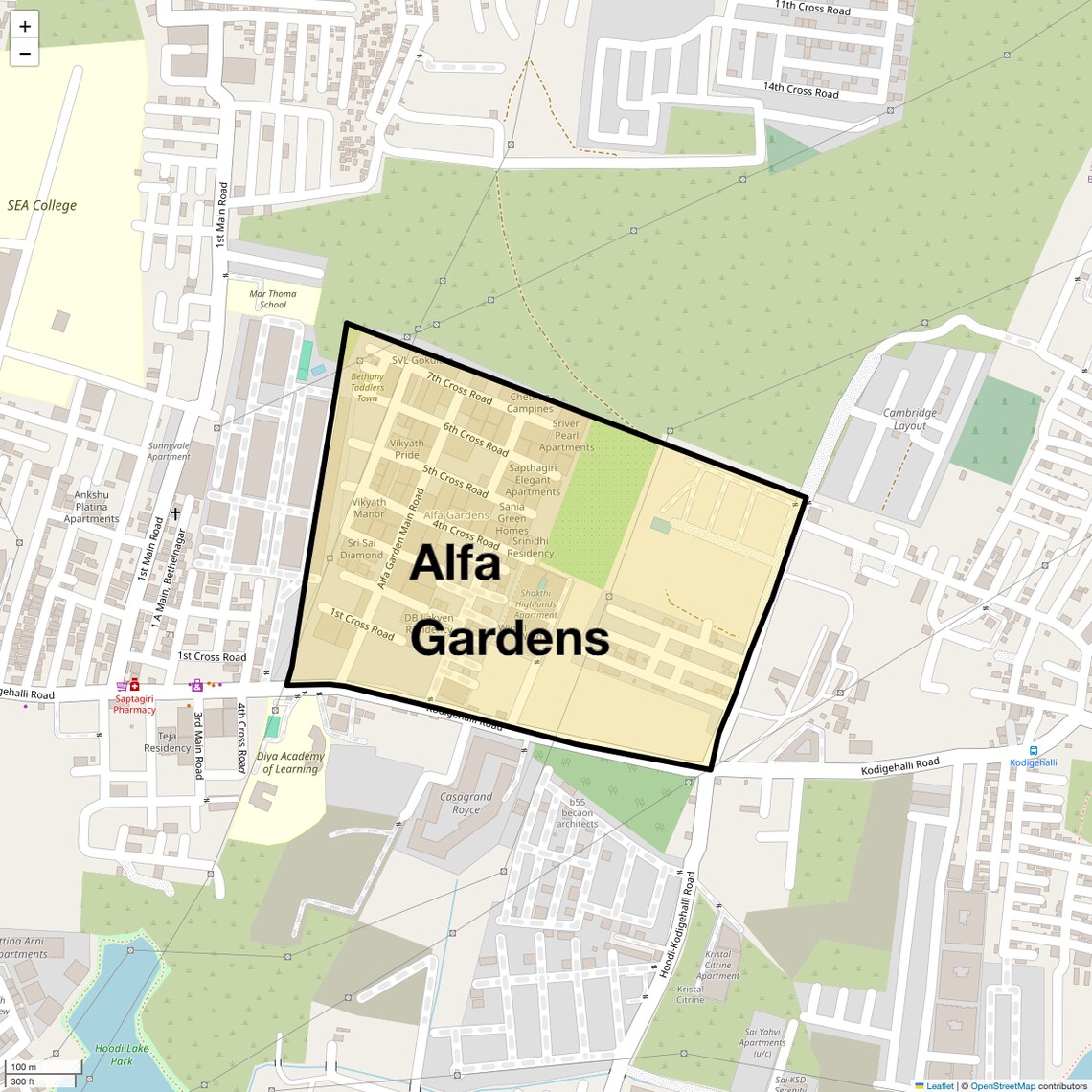 Location Map of Alfa Gardens, Bangalore