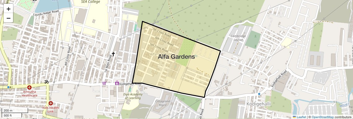 Location Map of Alfa Gardens, Bangalore