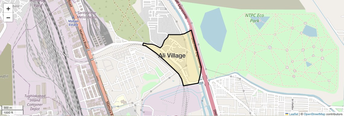 Location Map of Ali Village, Delhi