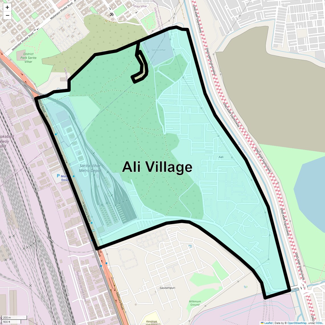 Location Map of Ali Village, Delhi
