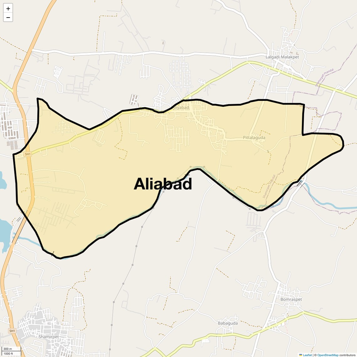 Location Map of Aliabad, Hyderabad